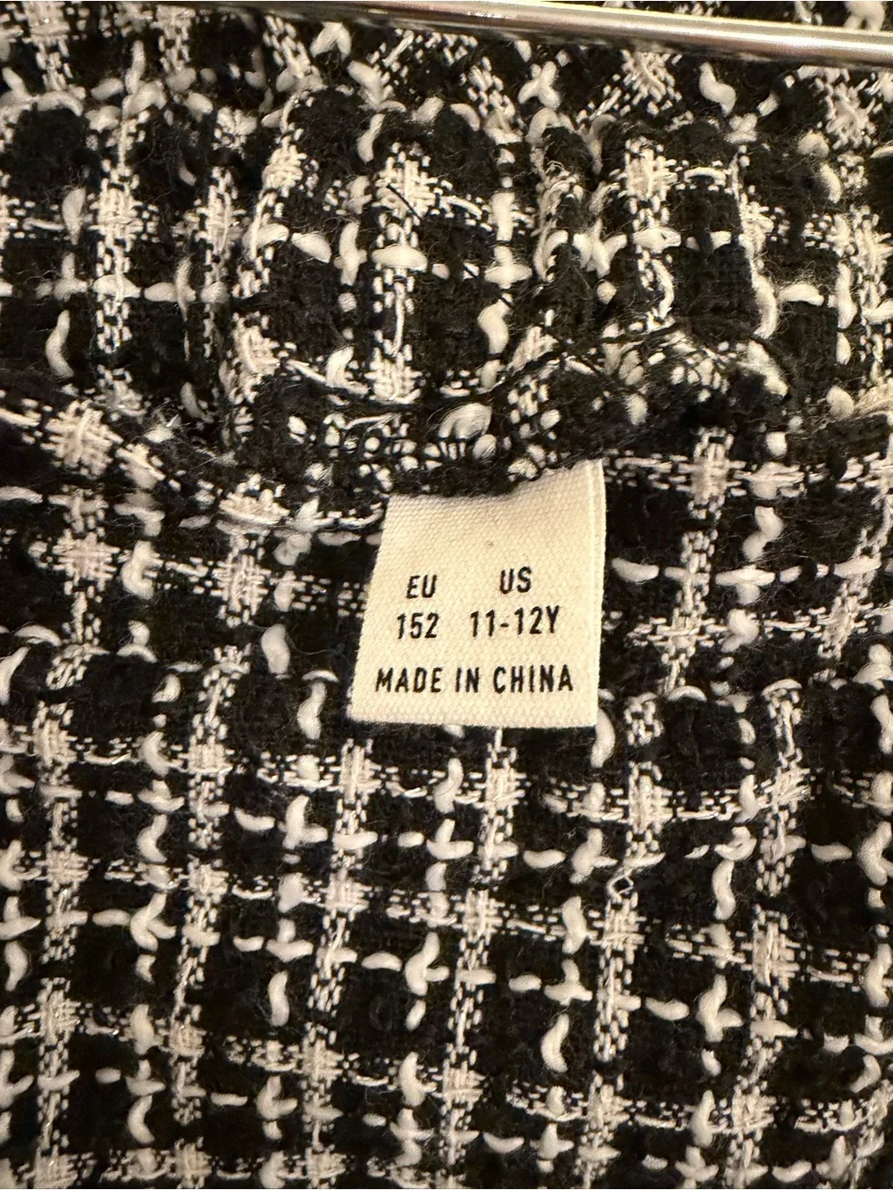 Girls Black & White Tweed Blazer and Skirt Matching Set Size 12 Like New